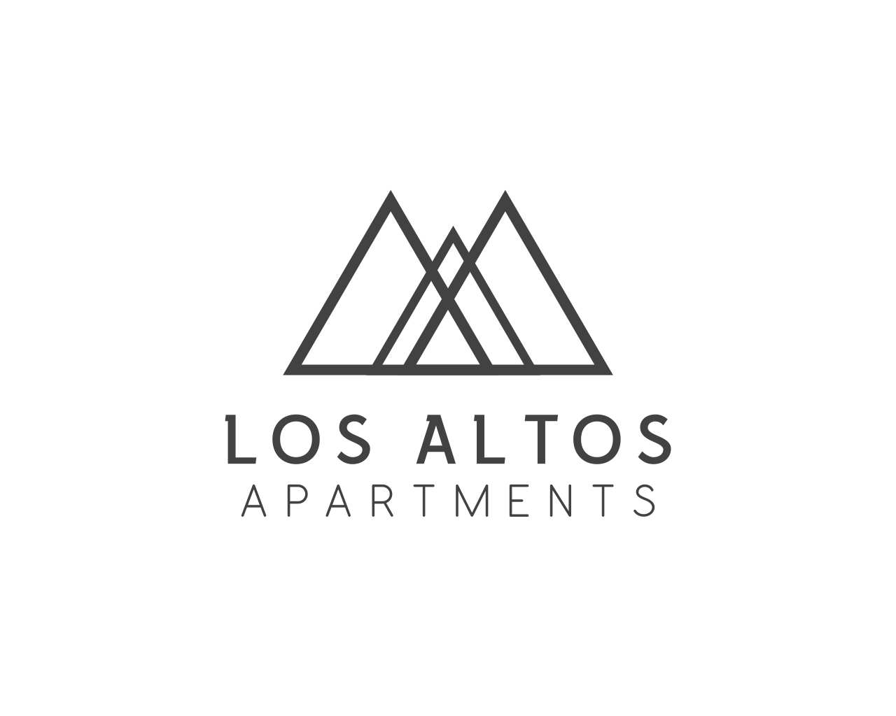 The image shows a logo with the text "LOS ALTOS APARTMENTS" and a graphic of three mountain peaks.